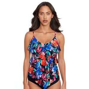 Magicsuit Flower Child Floral Separate Rita Ruffle Tankini Swimsuit Top Size 12
